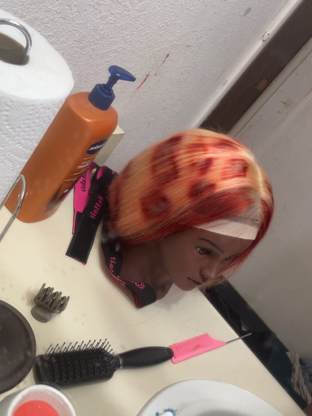 Bold Red and Blonde Lace Front Wig for Women